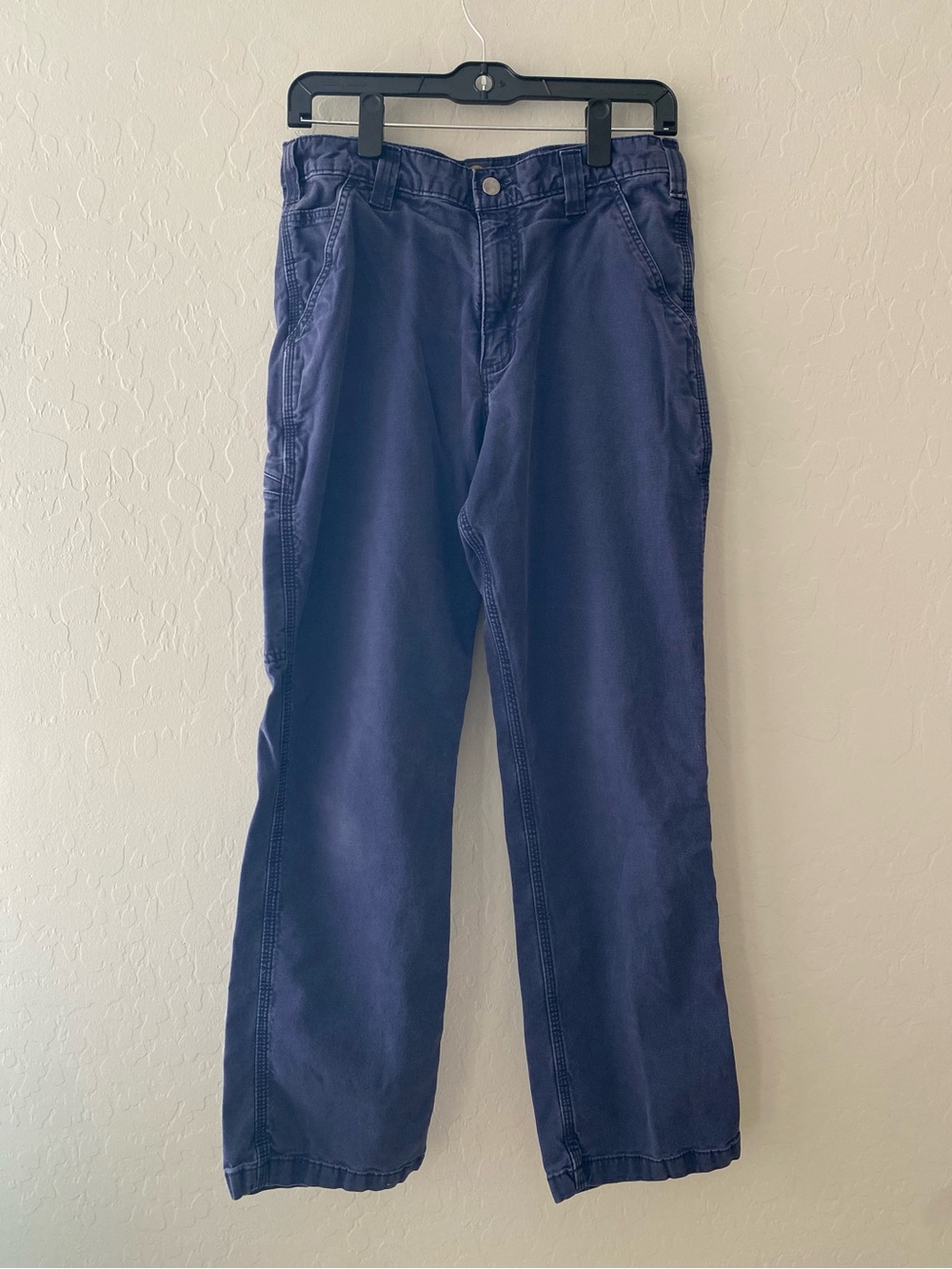 Carhartt 102291 Work Pants Canvas Rugged Flex Relaxed Fit Blue Navy 33x32 Mens